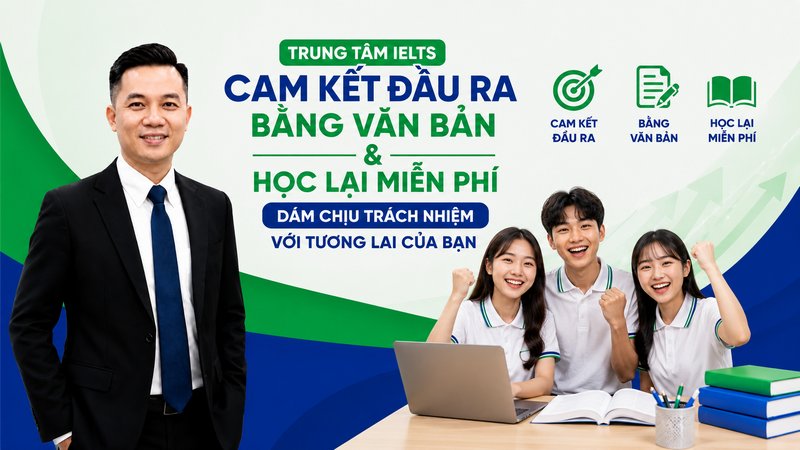 Trung Tâm IELTS Cam Kết Đầu Ra Bằng Văn Bản & Học Lại Miễn Phí