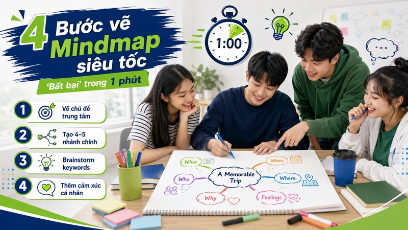 4 Bước vẽ Mindmap siêu tốc 'bất bại' trong 1 phút