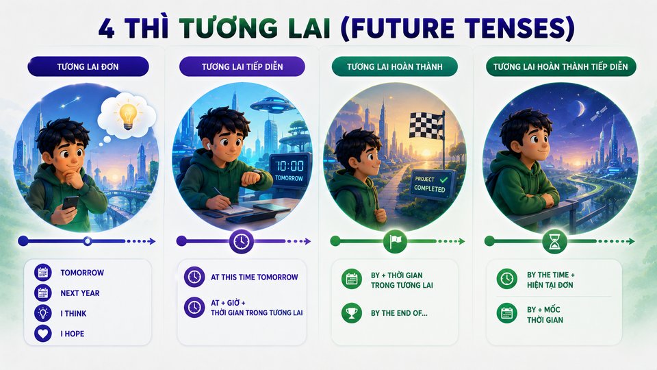 4 Thì Tương Lai (Future Tenses)