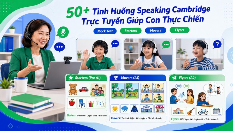 50+ Tình Huống Speaking Cambridge Trực Tuyến Giúp Con Thực Chiến