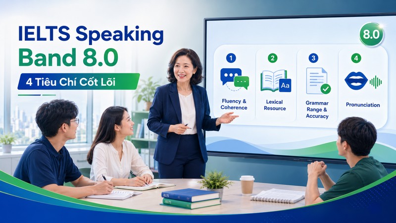 Bảng tiêu chí chấm điểm chi tiết cho IELTS Speaking Band 8.0