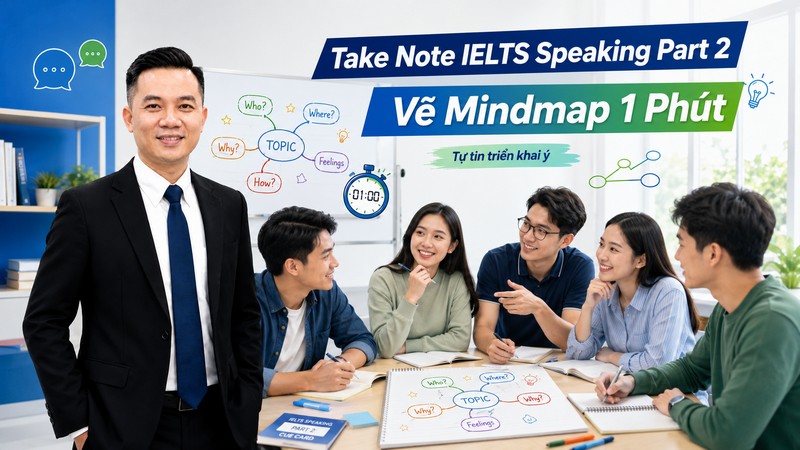 Bí quyết Take Note IELTS Speaking Part 2: Vẽ Mindmap 1 Phút
